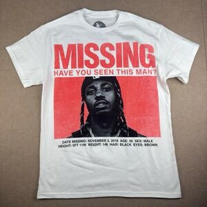 Metro Boomin Shirt Mens M White Missing‎ Graphic Rap Tee 5 Year Anniversary